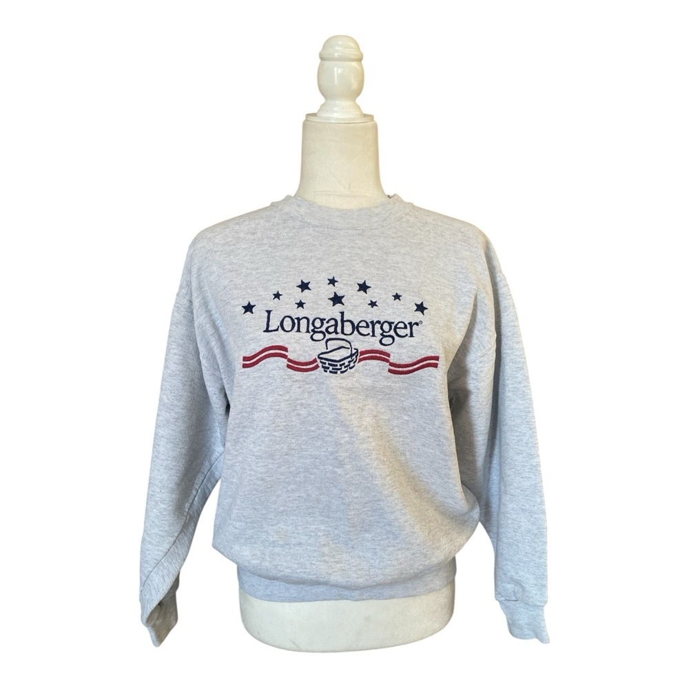 Jerzees Hot Cotton Vintage Longaberger Grey Sweatshirt Embroidered
